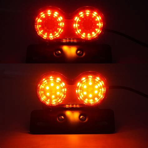 Motorcycle LED Twin Dual Tail Turn Signals Brake License Plate