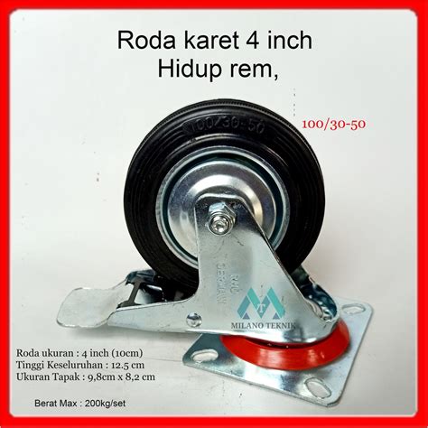 Jual Roda Troli Hidup Rem Roda Karet Inch Roda Etalase Roda