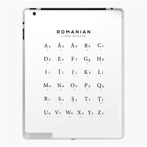 Romanian Alphabet Chart Romania Language Chart White Ipad Case