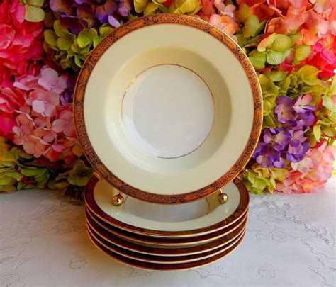 Beautiful Vintage Noritake Porcelain Rimmed Soup Bowls Goldkin