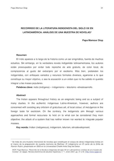 PDF RECORRIDO DE LA LITERATURA INDIGENISTA DEL SIGLO XX EN PDF