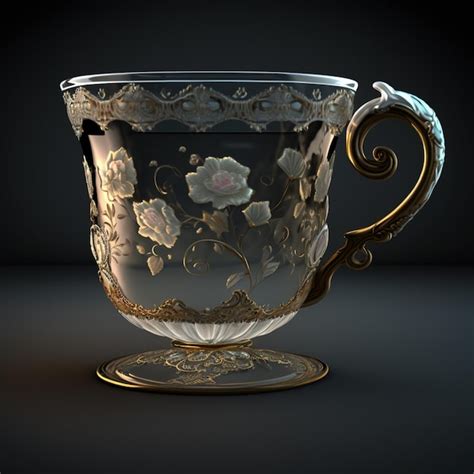 A cup with a gold design and a gold handle. | Premium AI-generated image