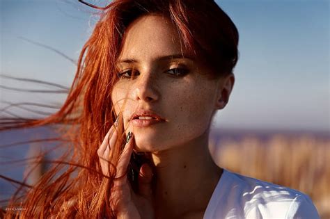 Look Girl Face Hair Hand Portrait Freckles Red Redhead