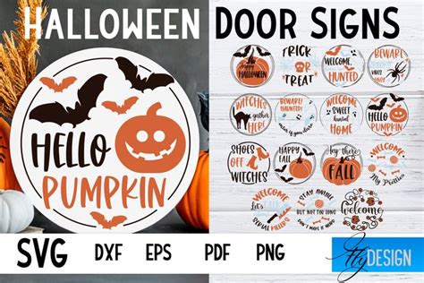 Halloween Door Sign Svg Circle Door Hanger Round Sign