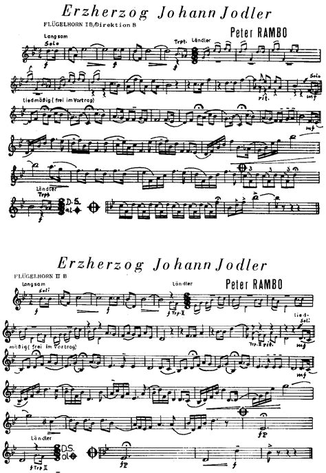 Erzherzog Johann Jodler Peter Rambo Blasorchester Noten