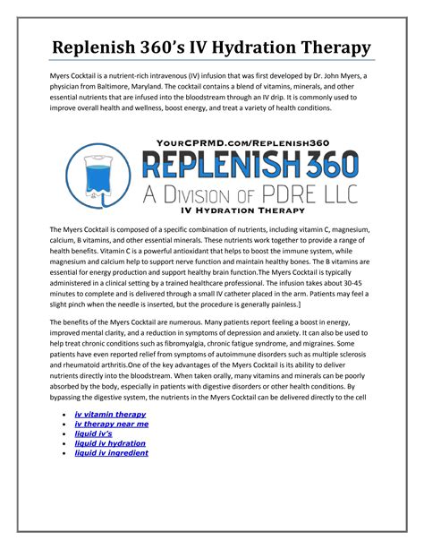 Replenish 360s Iv Hydration Therapy By Tdg Navy Issuu