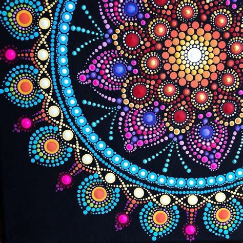 Vibrant point coloré Mandala sur toile étirée 12 x 12 Etsy Peinture