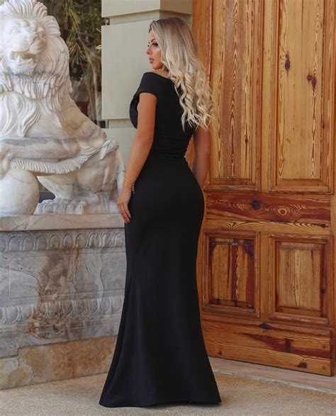 Vestido Longo Em Malha Crepe Lorena Preto Madame Ninna Madame