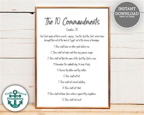 The Ten Commandments Printable