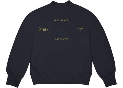 Kanye West Jesus Is King Vinyl Ii Crewneck Navy Mens Fw19 Us