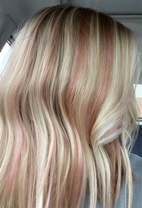Light Pink Blonde Hair Highlights Pink Blonde Hair Pink Hair Highlights Blonde Hair With