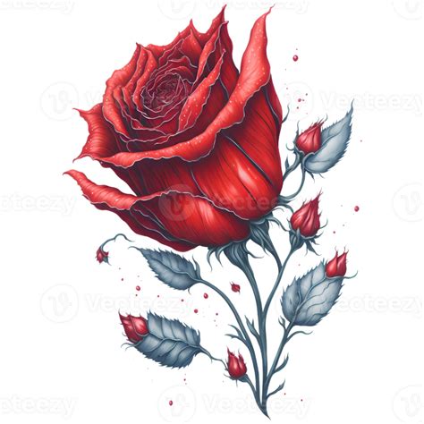 Hand Drawn Watercolor Red Rose Png Design Generative Ai 27248412 Png