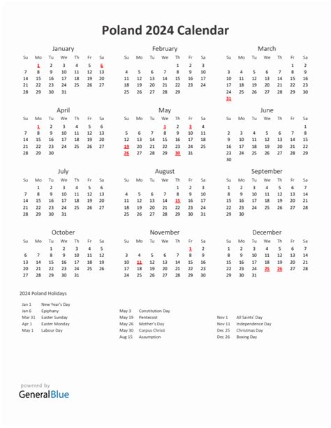 2024 Poland Calendar With Holidays