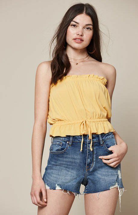 Tie Waist Tube Top In 2021 Tops Blouse Tops Designs Clothes