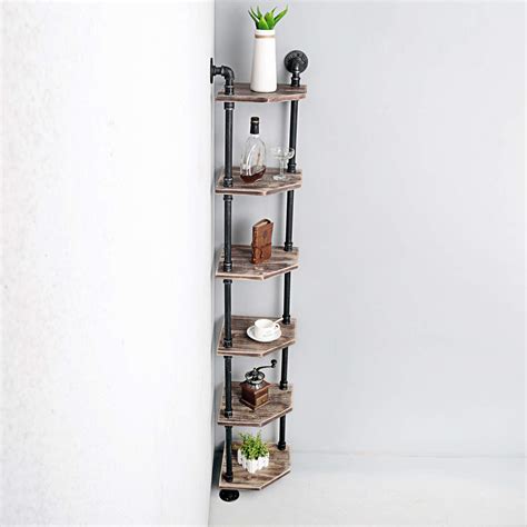 Buy 6 Tier Industrial Pipe Corner Shelves Modernrustic Book Shelves