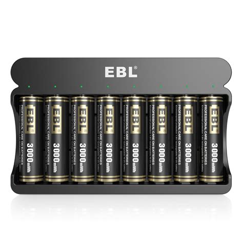 EBL Rechargeable AA Batteries 3000mWh 8 Pack Double A Battery With 8