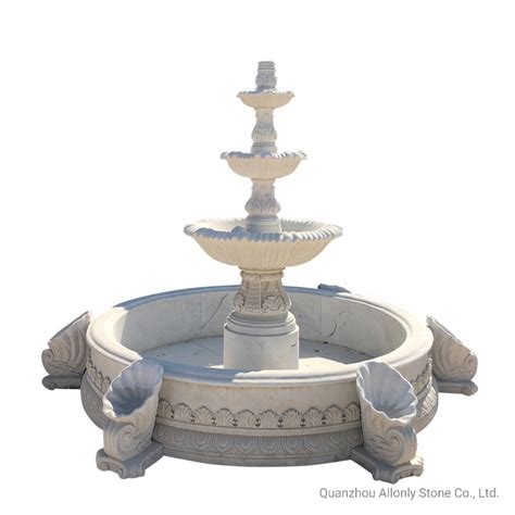 Classical Outdoor Garden Carving White Marble Stone 3 Tier Water