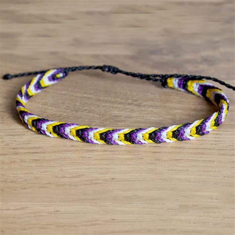 Non Binary Pride Square Knot Bracelet Or Anklet Lgbtqa Jewelry T For Couple Pride People