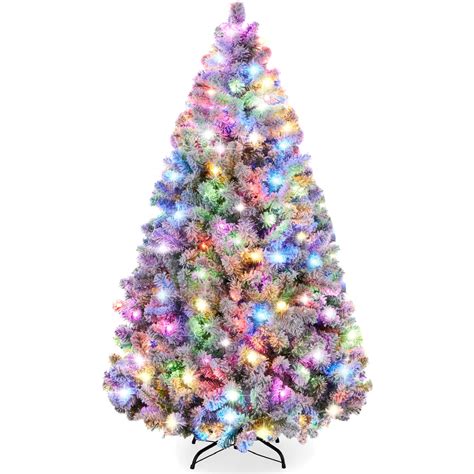 Best Choice Products 6ft Pre Lit Christmas Tree Artificial Snow Flocked