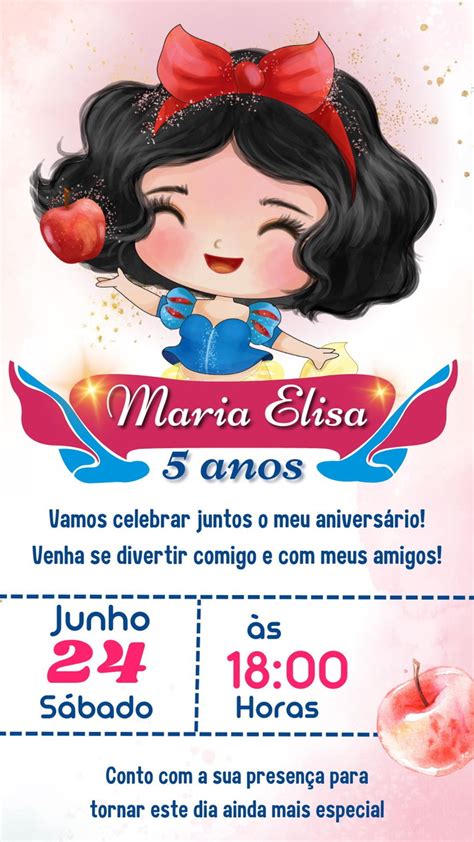 Convite Digital Branca De Neve Elo Produtos Especiais