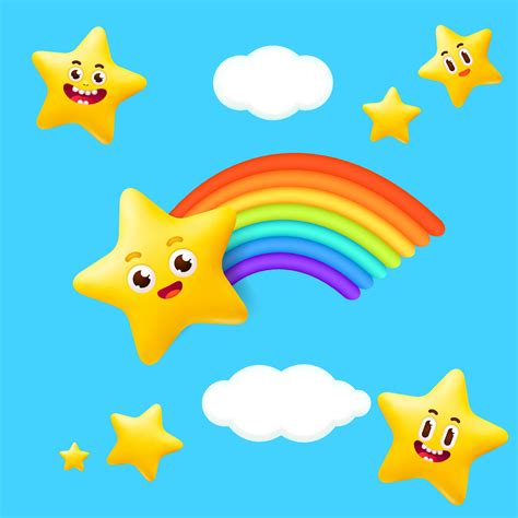 3D vector illustration of a cute and colorful cartoon baby star ...