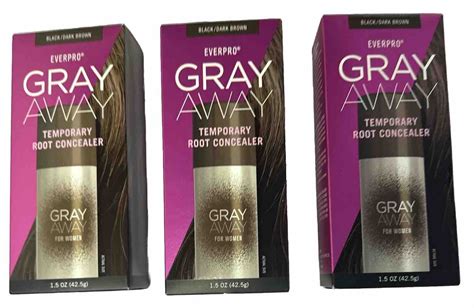 Lot Of 3 BLACK DARK BROWN Ever Pro Gray Away Root Cover Spray Original