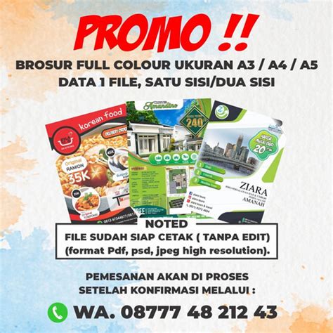 Jual MURAH Promo 500 Lbr Brosur 120gr A4 2 Sisi 1 Rim Data Siap Cetak