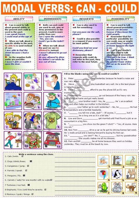 Modal Verbs Can Could Esl Worksheet By Katiana