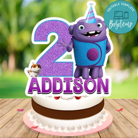 Boov Birthday Cake Topper Template Printable Bobotemp