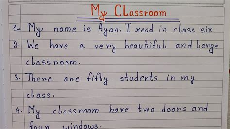 10 Lines Essay On My Classroom Essay On My Classroom In English