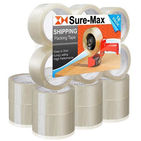 Sure Max Rolls Carton Sealing Clear Packing Tape Box Shipping