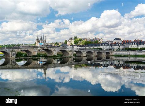 Blois Loire Tal Frankreich Skyline Von Blois Stadt Am Ufer Der