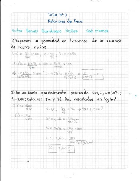 TALLER RELACIONES DE FASE RESUELTO MECANICA DE SUELOS USTA BUCA