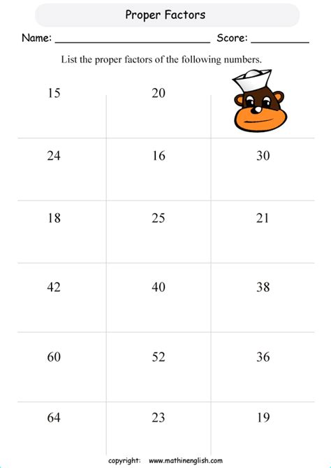 Find The Proper Factors Of These Numbers Up To 100 Grade 4 Or 5 Factor