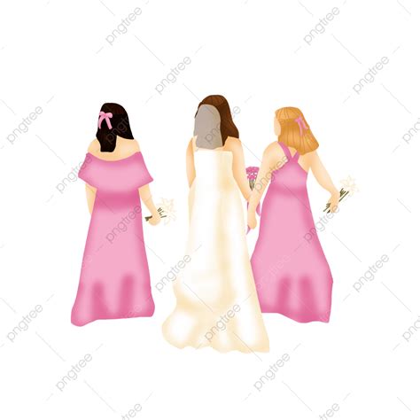 Bride And Bridesmaid Png Image The Back Of Bride And Bridesmaids