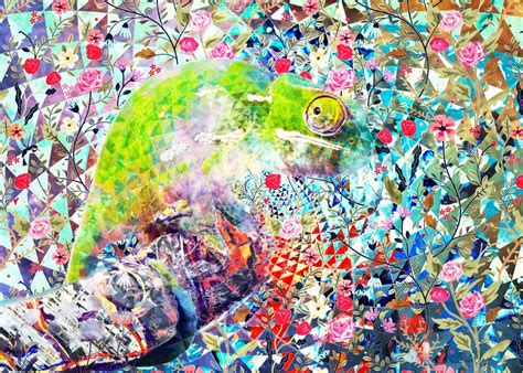 Cosmic Chameleon Poster Picture Metal Print Paint By Giovani