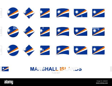 Marshall Islands Flag Set Simple Flags Of Marshall Islands With Three