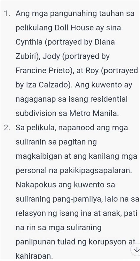 Mga Gabay Na Tanong Para Sa Pelikulang Doll House Sinu Sino Ang Mga