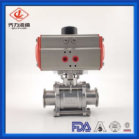 Sanitary Stainless Steel Pneumatic Actuator Tri Clamp Ball Valve China Ball Valve And