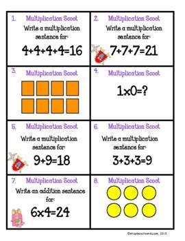 Multiplication Scoot Game By Ginac Teach Tpt