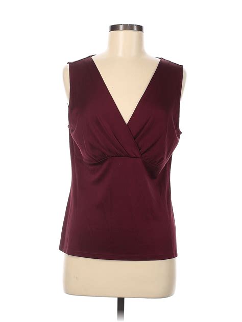 Ann Taylor Solid Burgundy Sleeveless Blouse Size M 74 Off Thredup