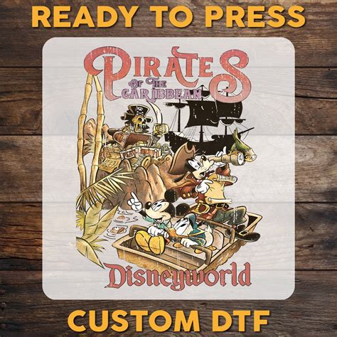 Retro Mickey And Friends Disney Pirates Dtf Transfer Disneyworld Ready