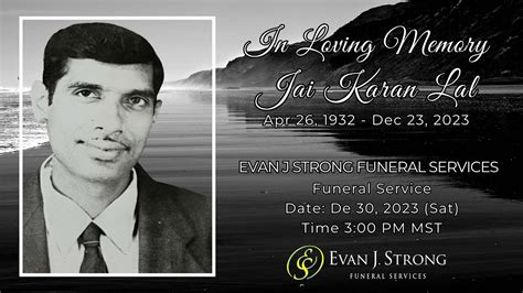 Jai Karan Lal Funeral Service Live Stream YouTube