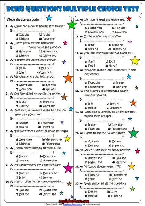 English Grammar Multiple Choice Questions With Answers Multi