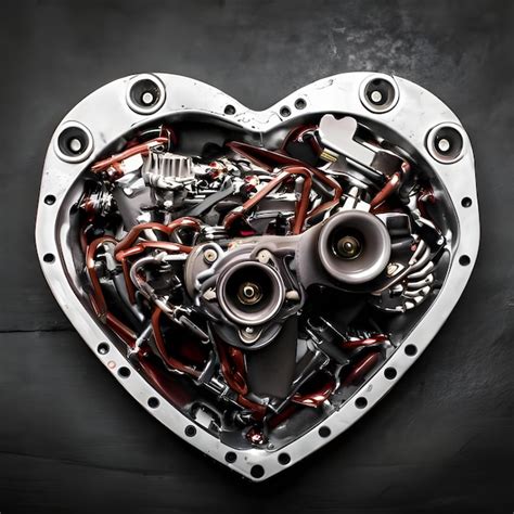 Premium Ai Image Car Engine In Heart Shape Designed With Dark