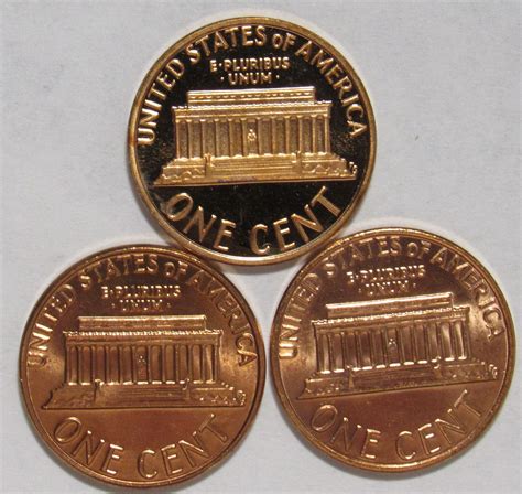 P D S Lincoln Memorial Cents In Red Uncirculated And Proof