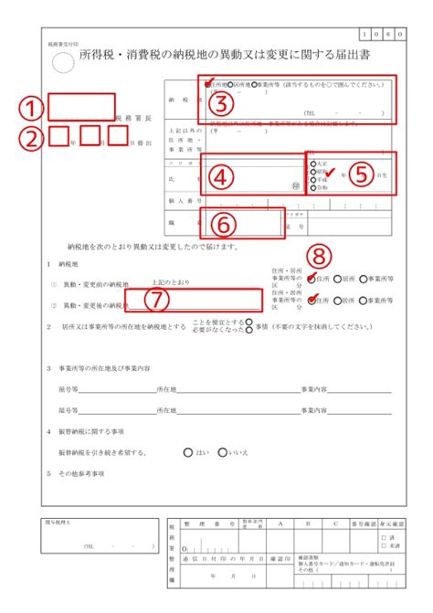 2021所得税・消費税の納税地の異動又は変更に関する届出書の書き方と郵送手順 家しごと