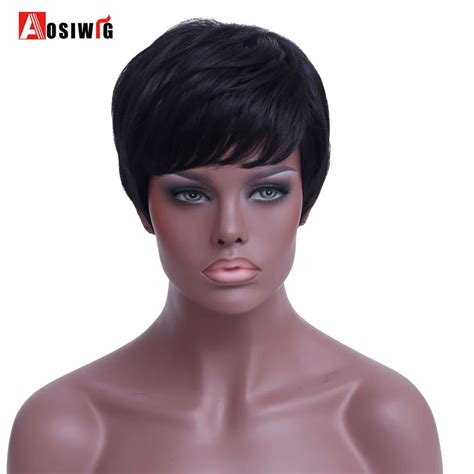 Black Short Pixie Cut Women Wig Straight Wigs For Women Natural Hair