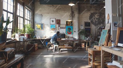 premium photo creative workspace artists  designers  bohemian