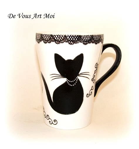 Mug En Porcelaine Décoré à La Maincollection Chat Porcelaine Peinte